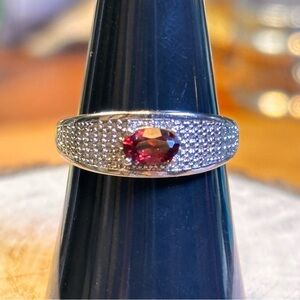 Red Garnet & Sterling Ring (adjustable size)